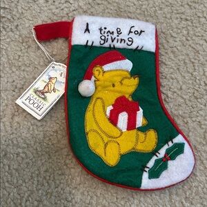 Vintage Winnie the Pooh Midwest of cannon falls red felt Christmas stocking